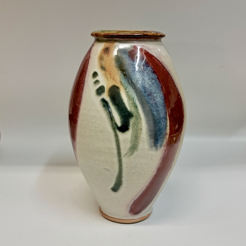 #221293 Vase Sand/Red/Blue  9.5x5 $24 at Hunter Wolff Gallery